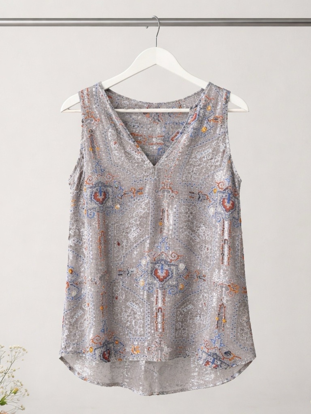 HD in Paris Metallic Patterned Sleeveless Blouse